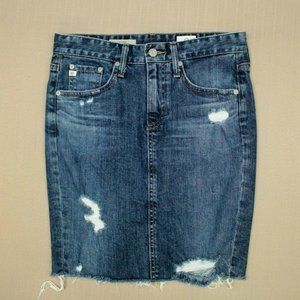 AG Adriano Goldschmied Pencil Jean Skirt Fray Hem
